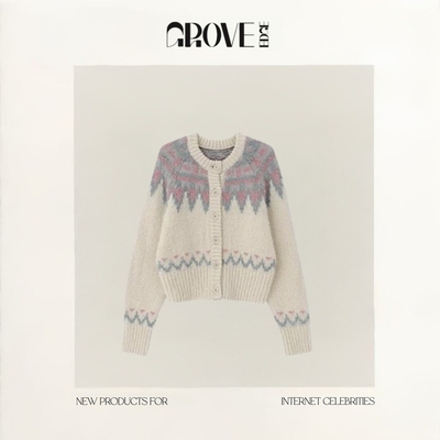 【现货】GROVE EDGE韩国东大门费尔岛毛衣韩女装宽松针织开衫外套