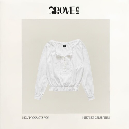 【现货】GROVE EDGE韩国八奶家花边领系带蕾丝长袖短款衬衫女白色