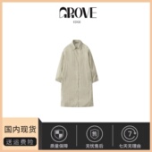 现货 GROVE EDGE秋季 新款 韩国设计师廓形单排扣风衣外套