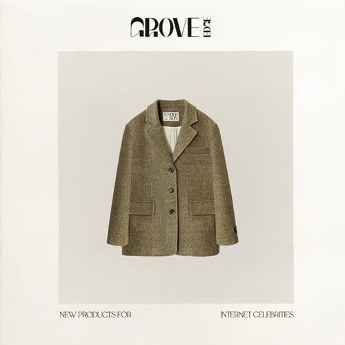 【现货】GROVE EDGE秋冬新款韩国设计师通勤格纹羊毛西服西装外套