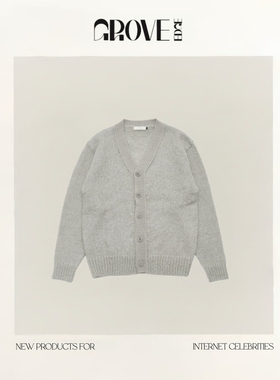 【现货】GROVE EDGE冬季新款韩国设计师单排扣马海毛针织毛衣开衫