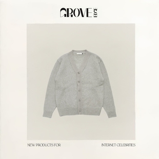 新款 EDGE冬季 GROVE 韩国设计师单排扣马海毛针织毛衣开衫 现货