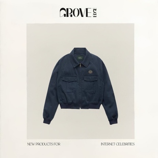 【现货】GROVE EDGE韩国设计师八奶家夹克韩系翻领拉链飞行短外套