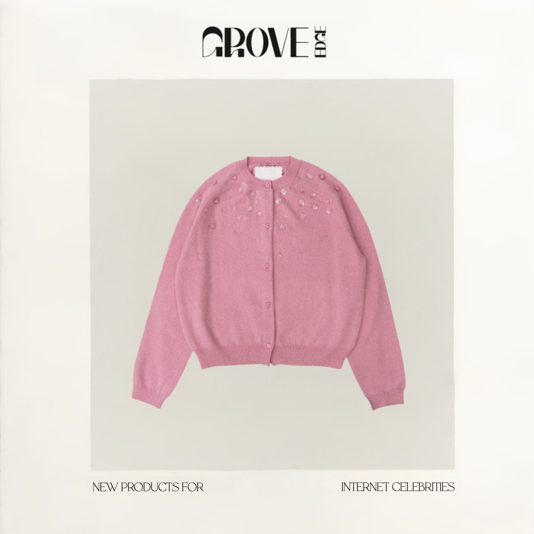 【现货】GROVE EDGE freckle韩国减龄少女风纯手工绣珠子亮片开衫