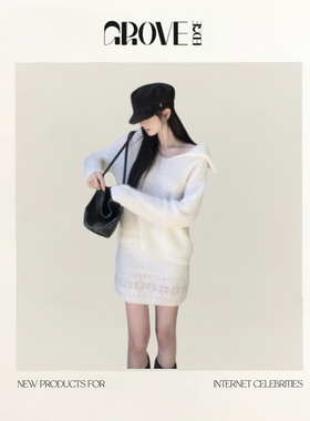 【现货】GROVE EDGE韩国小众设计秋冬款羊毛上衣针织衫+短裙套装