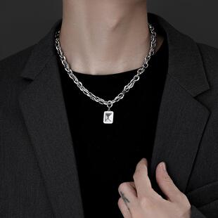 个性糖石男卫衣项链女冰小众设计高级毛感衣链钛钢嘻哈PG0379锁宝