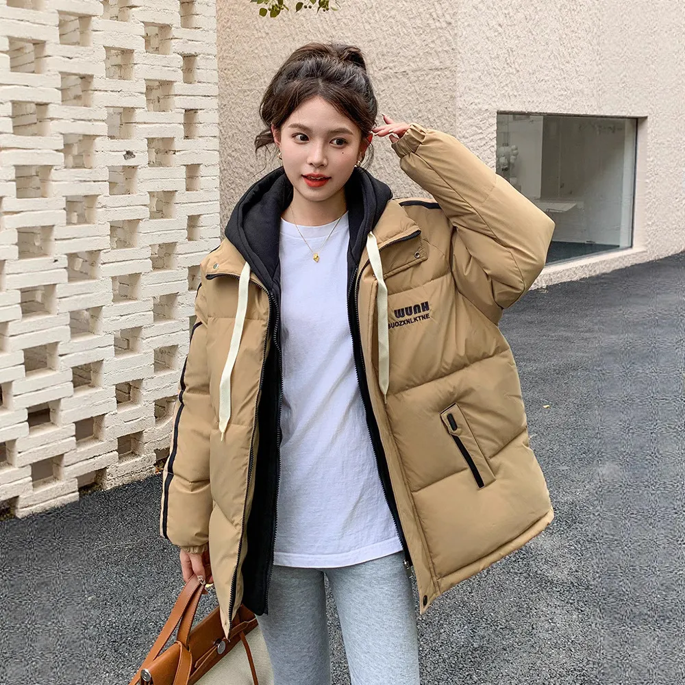 美式感连帽棉服女款冬季韩版小个棉衣/棉服