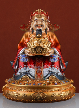 财神爷摆件招财供奉神像家用店铺开业办公室汉白玉聚宝盆文财神