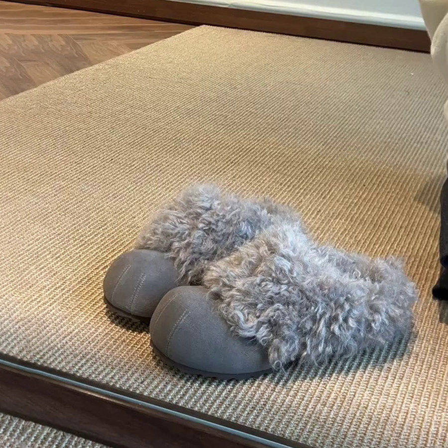 复古内增高包头拖鞋女2025新款冬季一脚蹬毛毛勃肯鞋加绒保暖棉鞋