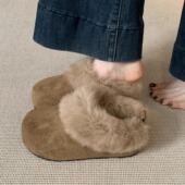 雪地靴棉拖鞋 内增高勃肯鞋 子 新款 加绒保暖棉鞋 毛毛拖鞋 女2025冬季