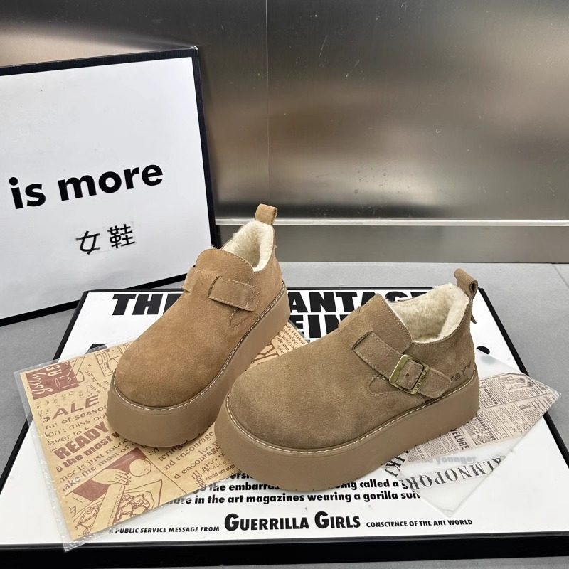 真牛皮厚底勃肯鞋女秋冬皮毛一体雪地靴女款2025新款冬季加绒加厚,女鞋,勃肯鞋/软木鞋,淘宝优惠券,粉丝福利购,淘宝优惠卷