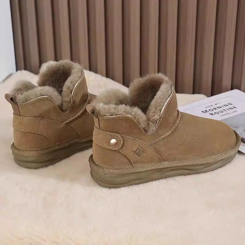 牛皮羊毛雪地靴女2025新款冬季皮毛一体加绒短筒低帮防滑保暖棉鞋,女鞋,时尚雪地靴,淘宝优惠券,粉丝福利购,淘宝优惠卷
