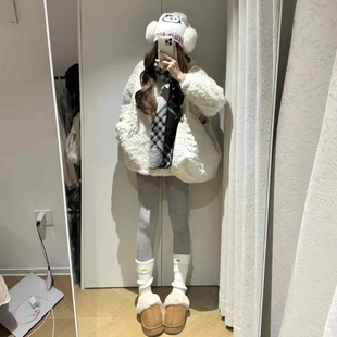 桑坡村羊皮毛一体厚底毛毛半拖鞋外穿2025年冬季加绒棉鞋雪地靴女