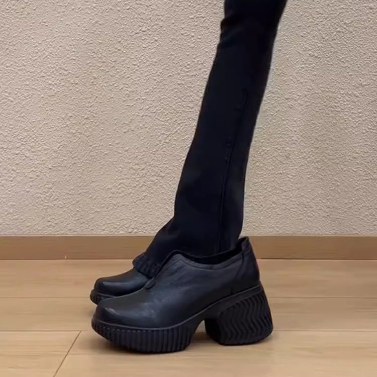 羊皮版~真皮厚底增高7.5cm圆头乐福鞋女百搭英伦风通勤小皮鞋单鞋,女鞋,深口单鞋,淘宝优惠券,粉丝福利购,淘宝优惠卷