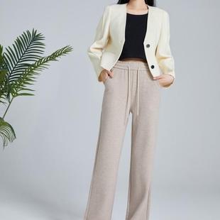 品牌仿羊绒垂坠柔软亲肤百搭 2024款 清仓卖7595裤 子女阔腿裤