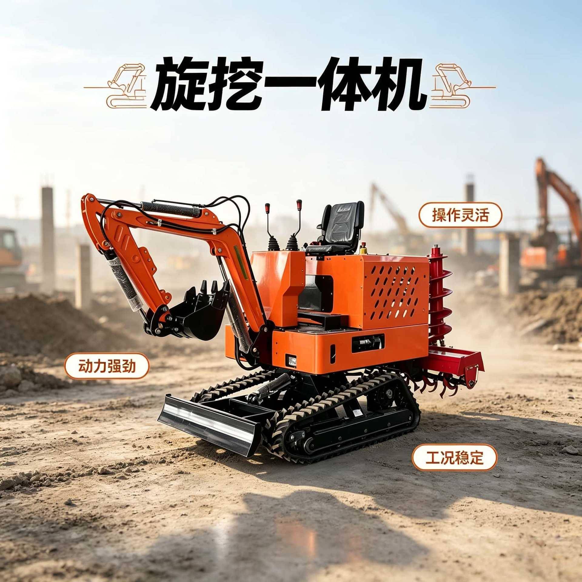 多功能旋挖一体机小型履带农耕设备果园大棚松土整地农用一体机