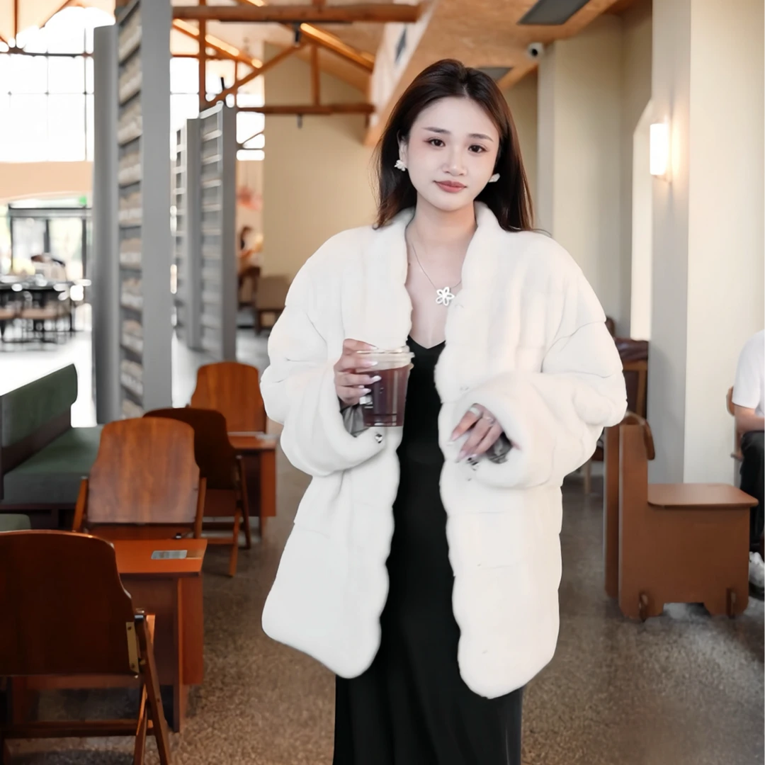 2025新款进口天鹅绒水貂皮大衣女