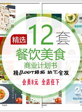 餐饮美食饭店火锅创业商业计划书PPT模板素材路演加盟策划PPT