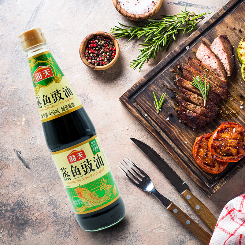 海天蒸鱼豉油450ml生抽酿造酱油提鲜去腥蒸海鲜家用瓶装调味品