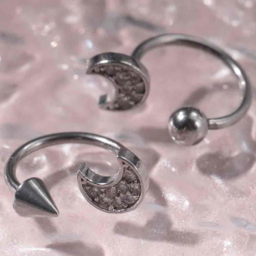 银色C型开口唇环金属螺旋装饰唇钉女士饰品