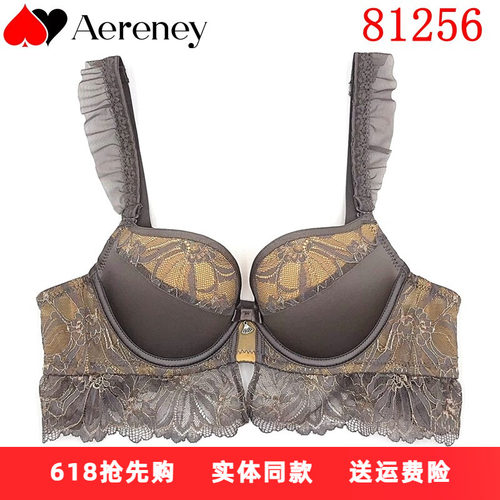 AERENEY爱亦心伊法式性感蕾丝内衣AB杯女小胸聚拢软钢圈文胸81256