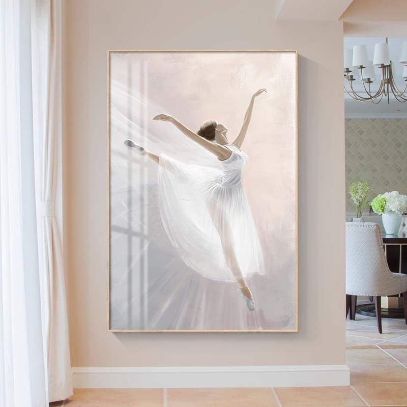 现代简约玄关装饰画轻奢竖版美女客厅挂画芭蕾舞蹈人物大幅落地画