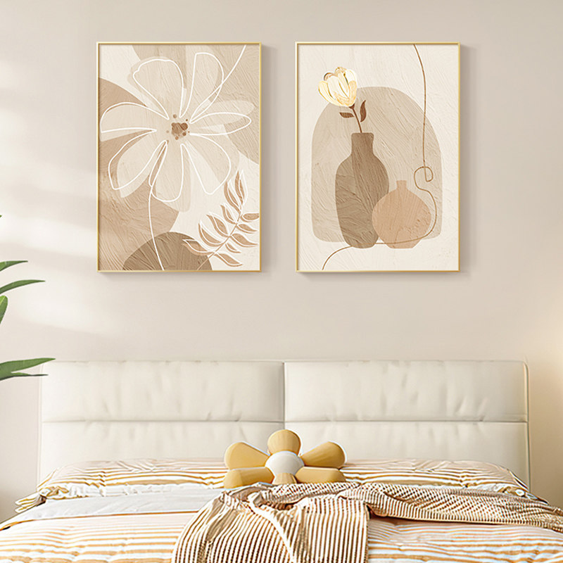 奶油风卧室装饰画北欧莫兰迪次卧房间墙面壁画高级感主卧床头挂画