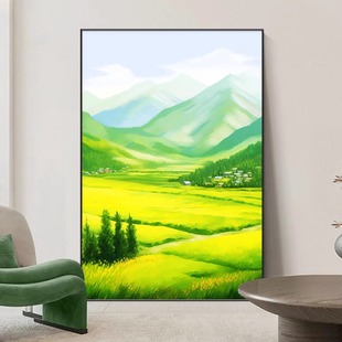 绿水青山挂画2025新款进门玄关装饰画风景高级壁画客厅沙发落地画
