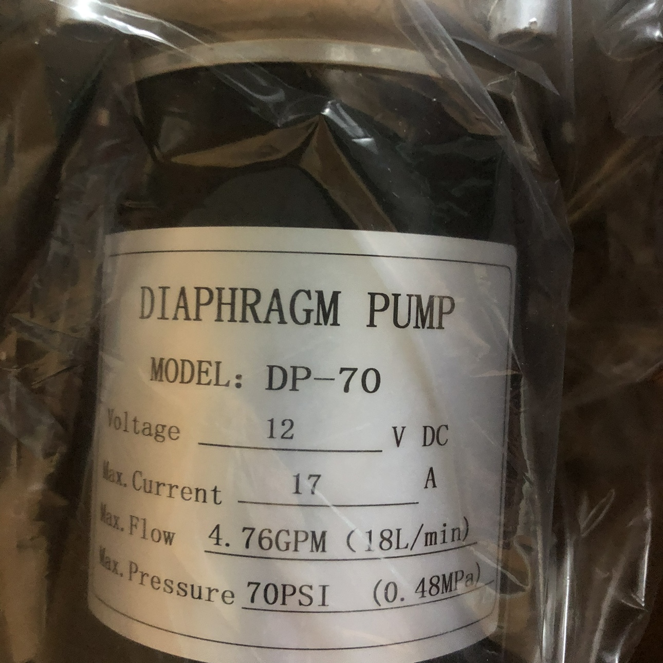 全新DP-70高压隔膜泵24v直流泵12v 喷雾泵扫地车高压泵自吸大包邮