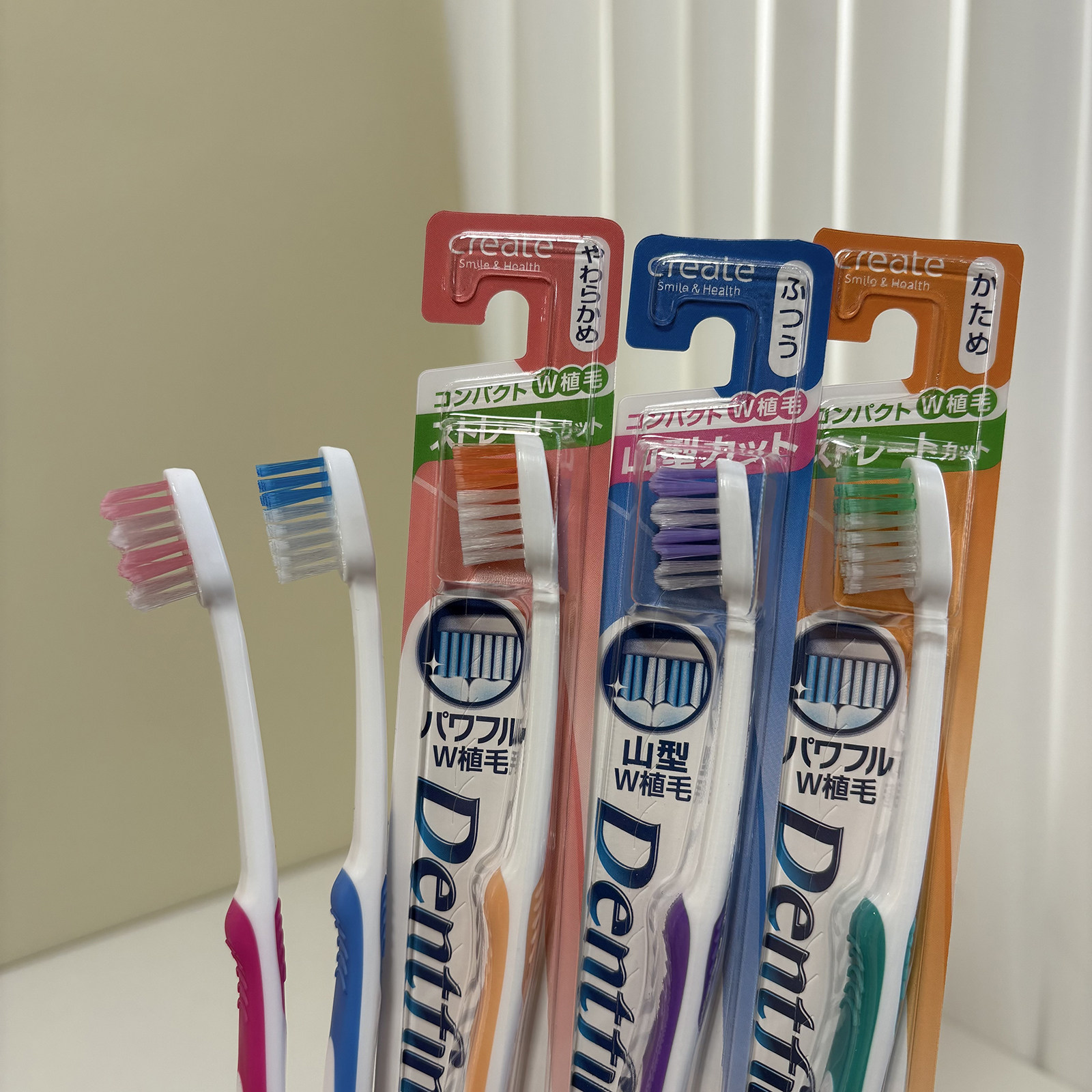 【2支】日本波浪硬毛小头牙刷防滑手柄平头中软毛男女去渍牙刷