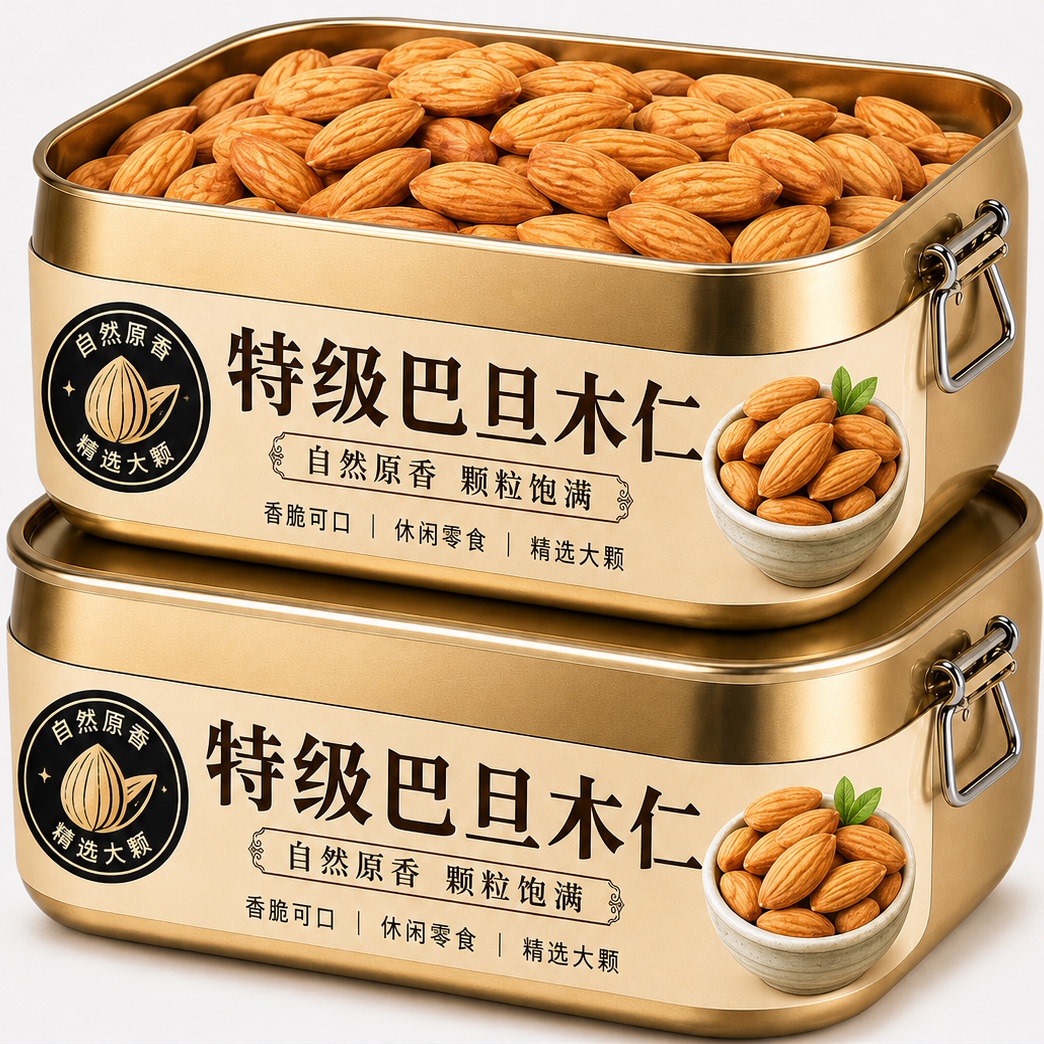 巴旦木仁坚果新鲜原味无添加官方旗舰店鲜新疆烘焙专用杏仁生特产