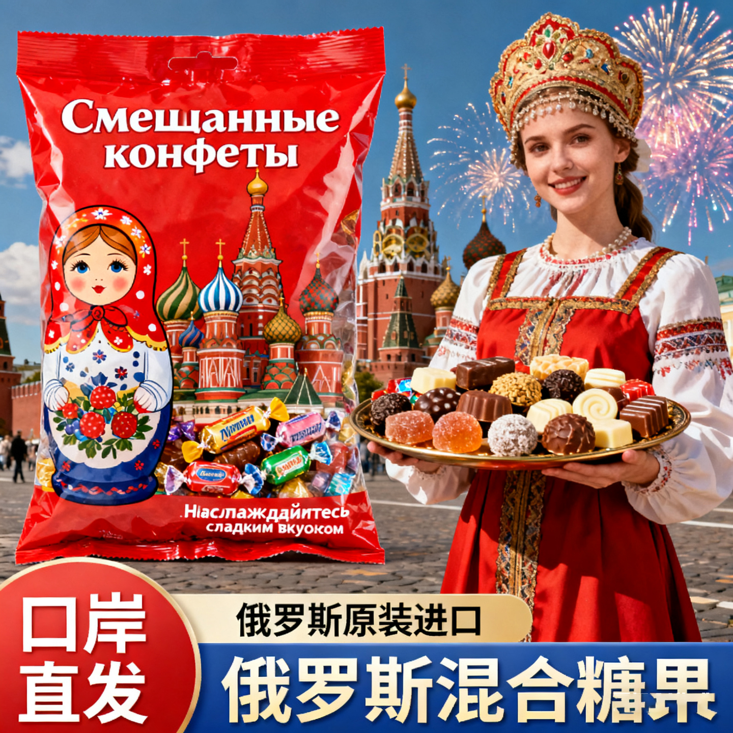 俄罗斯风味巧克力混合糖果进口巧克力味紫皮糖喜糖年货官方旗舰店