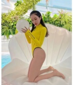 高开叉自由潜水湿衣露背2mm潜水服女连体泳衣冲浪服浮潜长袖 保暖