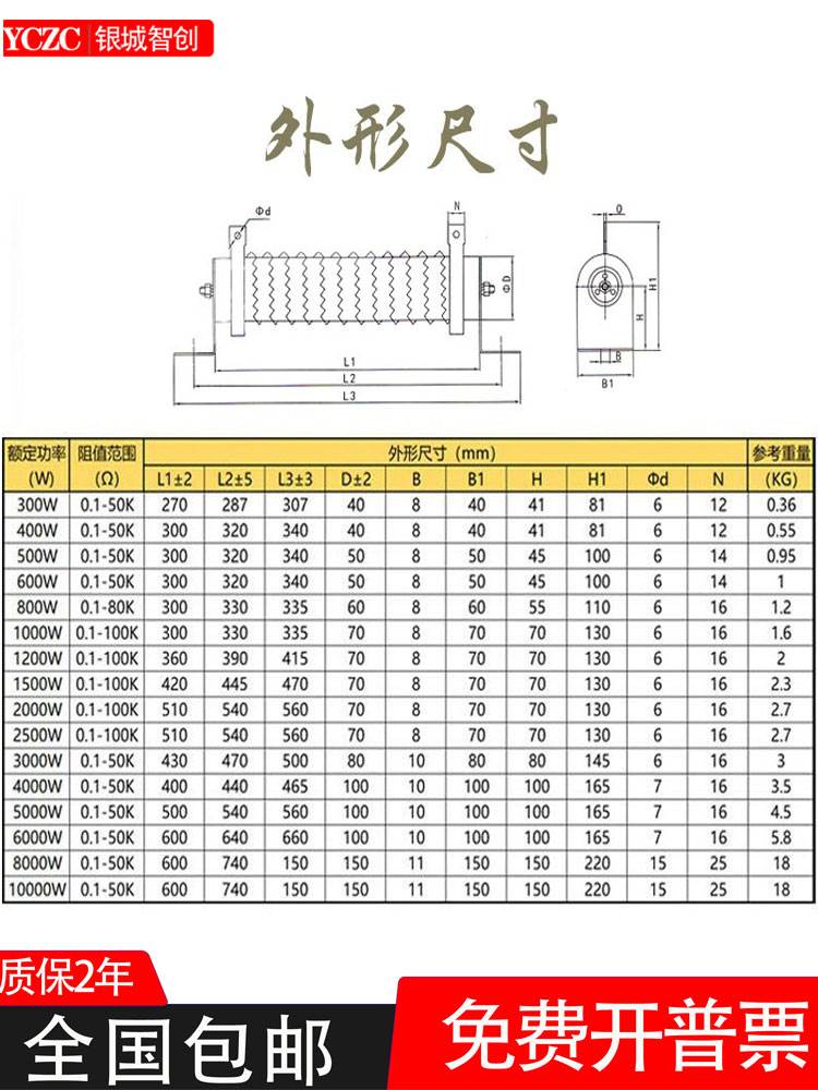 大功率低阻值大电流放电线绕电阻300W500W1000W2000W3000W5000W欧