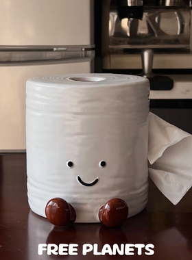 创意厕纸抽纸盒笑脸陶瓷收纳高颜值卫生纸客厅装饰桌面摆件纸巾盒