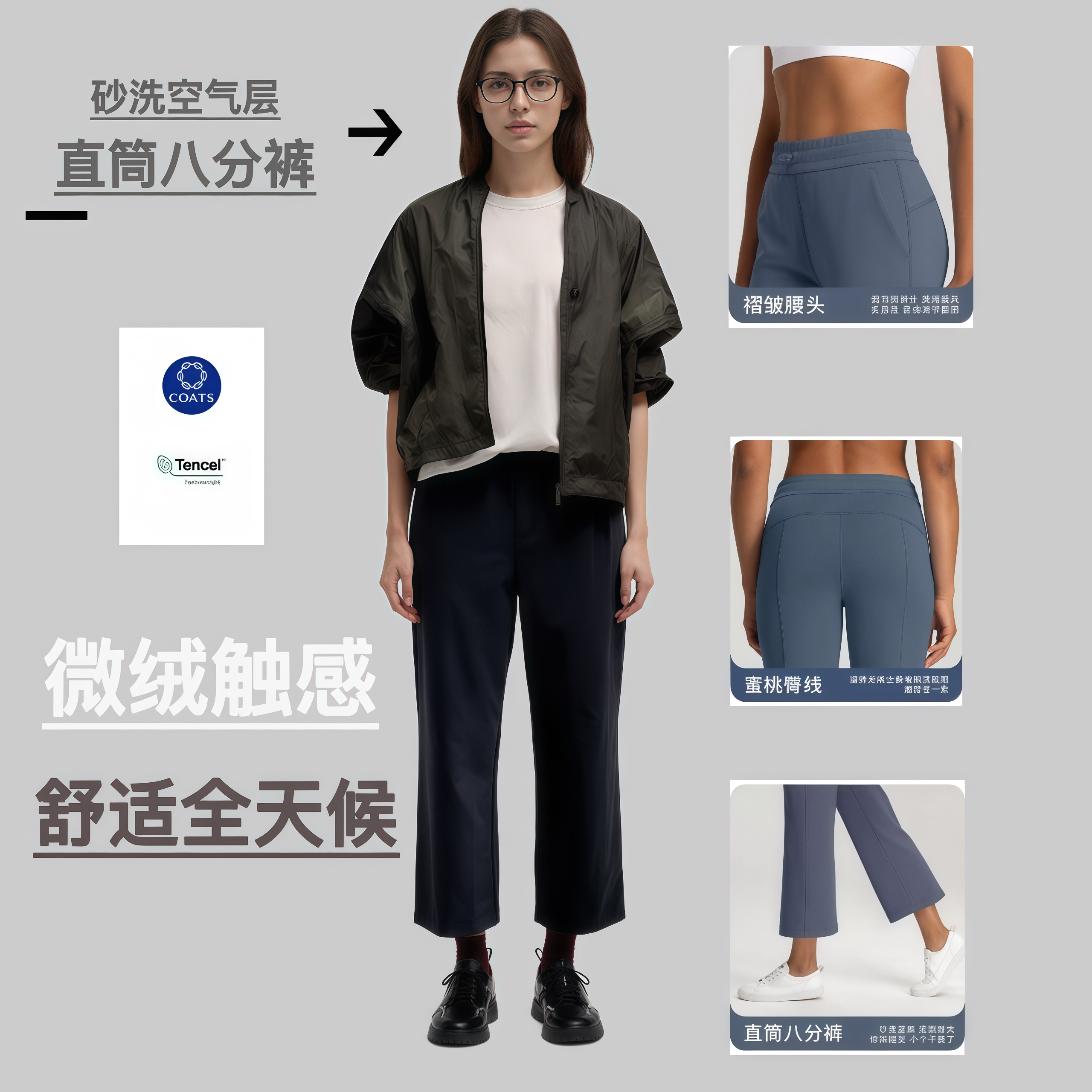 LU同款砂洗空气层小个子夏季宽瑜伽长裤
