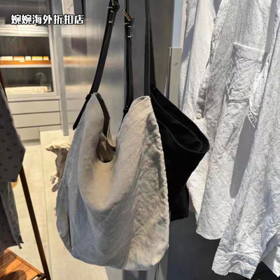 日本正品Arts&Science combi牛皮手柄亚麻托特包单肩斜挎包女包