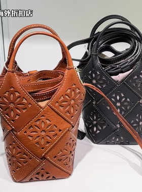 2025ss正品日本小众品牌genten雕花镂空斜挎包女包牛皮单肩手提包