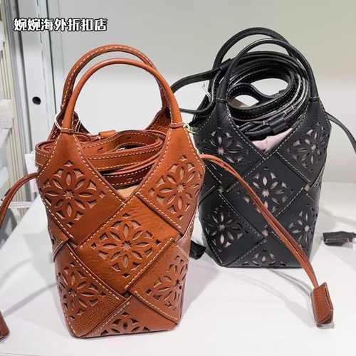 2025ss正品日本小众品牌genten雕花镂空斜挎包女包牛皮单肩手提包