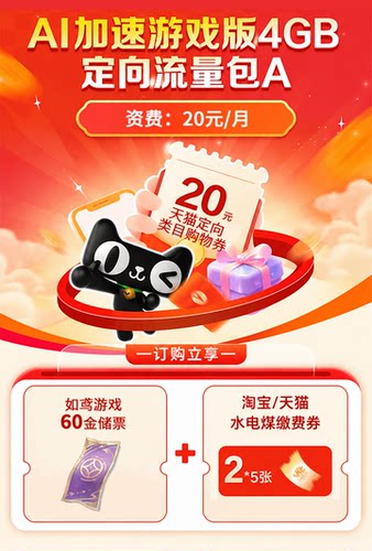 AI加速游戏版4GB定向流量包A