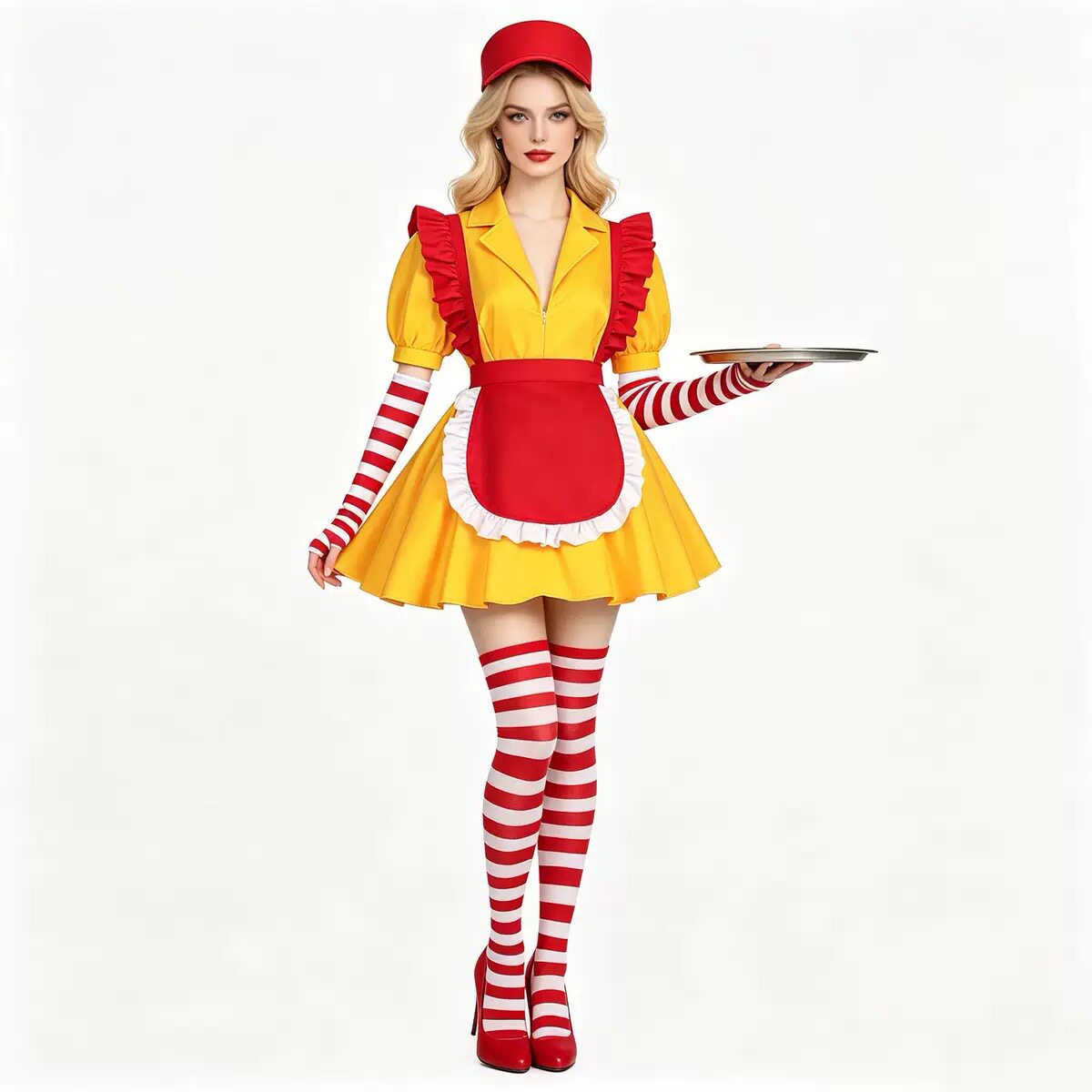 美剧破C姐妹同款cos服快餐店服务生女仆连衣裙派对酒吧演出万圣节