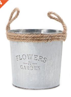 Vintage Galvanised Metal Iron Flower Gaen Shabby Vase Crea