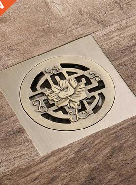 100*100mm square brass Antique copper floor drain bathroom