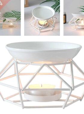 1 Pc Metal Aromatic Oil Burner Geometric Ceramic Essential O
