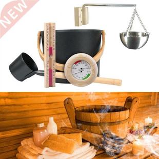Sauna Bucket Kit Matching Wooden and Metal Barrel Set Access