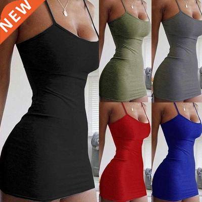 Spaghetti Strap Camisole Mini Dress Women Plus Size Bodycon