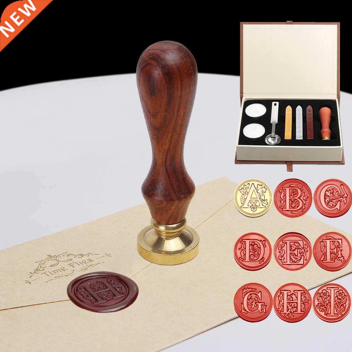 26 Letter Pattern Retro Sealing Wax Set  Paper Envelope D