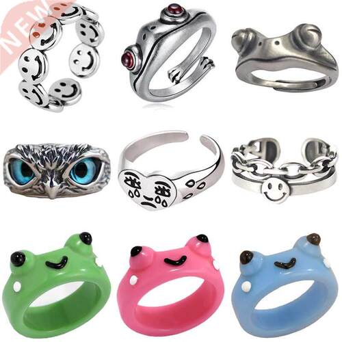 Cute Women Men Simple Design Ring Vintage Owl Frog Animal Ha