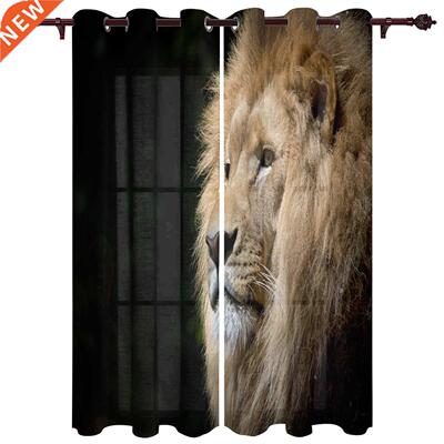 African Animal Lion Window Curtains for Bedroom Christmas