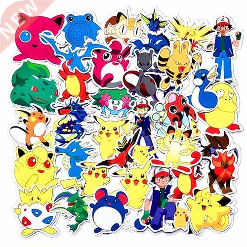50/100/107pcs pokemon toy graffiti sticker skateboard mobil